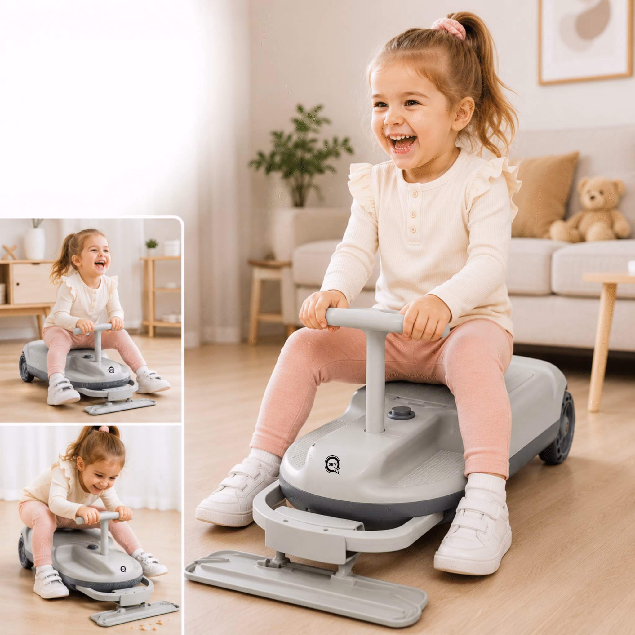 KIDS CLEAN CAR SAMOCHODZIK CZYSZCZĄCY GOKART FUNKCJA MYCIA PODŁOGI 2-8 LAT - obrazek 6