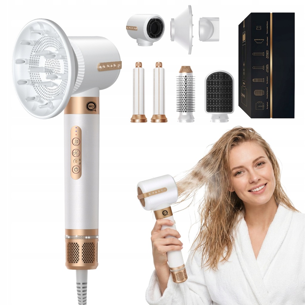 WIELOFUNKCYJNA SUSZARKA DO STYLIZACJI WŁOSÓW 7W1 Z JONIZACJĄ REGULACJĄ