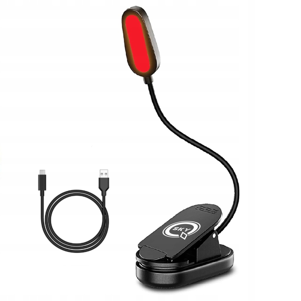 LAMPKA Z KLIPSEM CIEPŁE CZERWONE ŚWIATŁO BIURKOWA NOCNA LAMPKA DO CZYTANIA