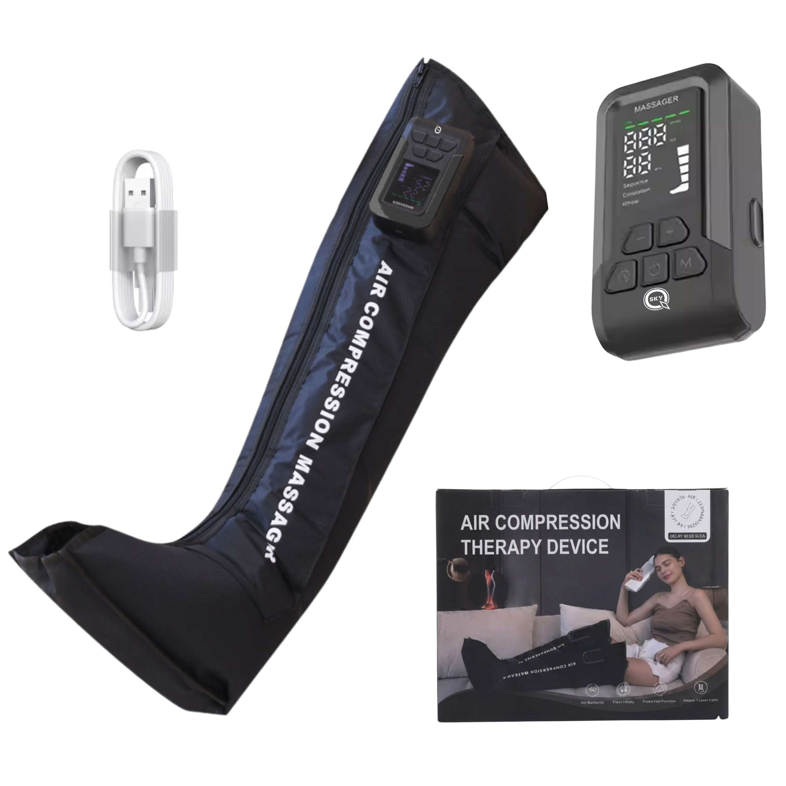 URZĄDZENIE DO DRENAŻU LIMFATYCZNEGO PRESOTERAPIA 2000MAH 10W USB UCISKOWY