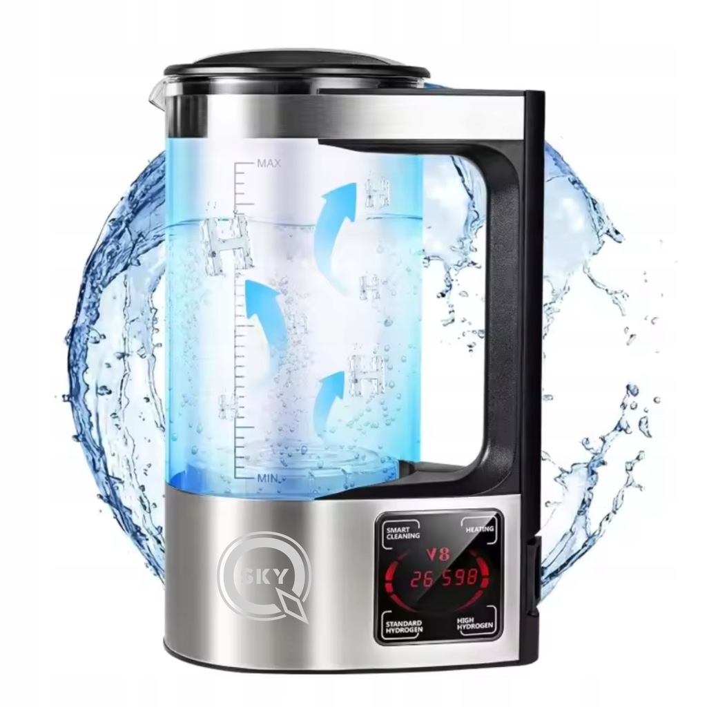 GENERATOR AKTYWNEGO WODORU JONIZATOR SZKLANY 2L WODY WODOROWEJ QSKY