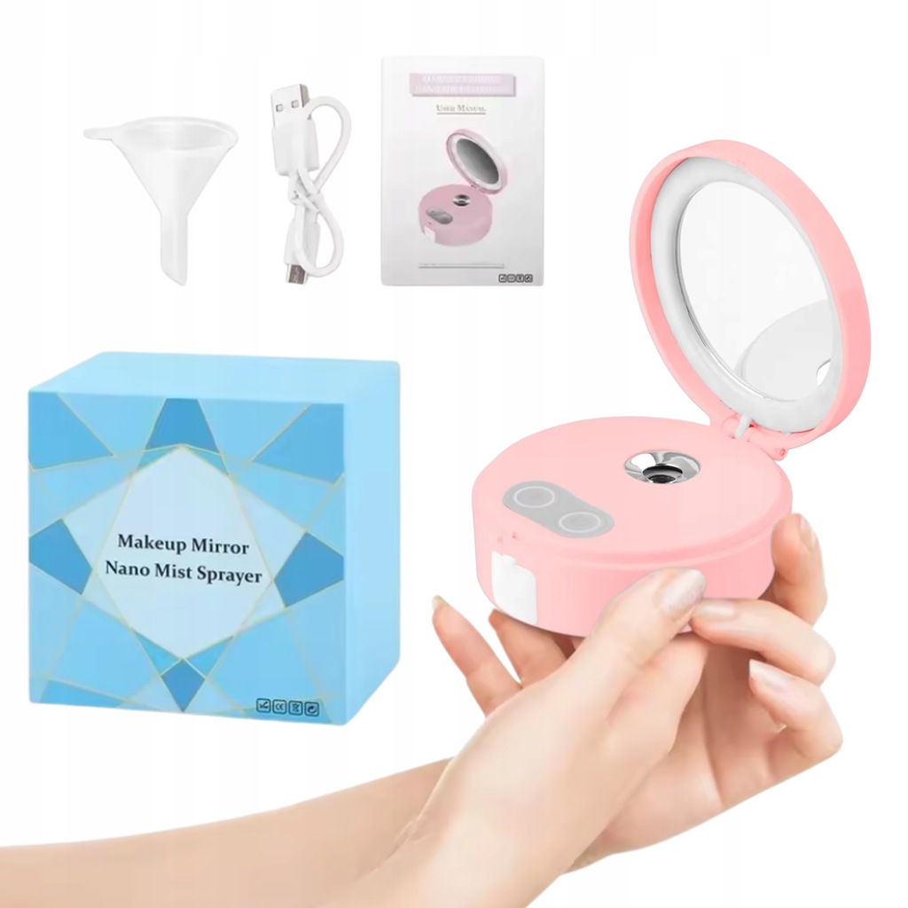 LUSTERKO DO MAKIJAŻU LED KIESZONKOWE PODŚWIETLANE Z PARĄ LUSTRO PAROWE