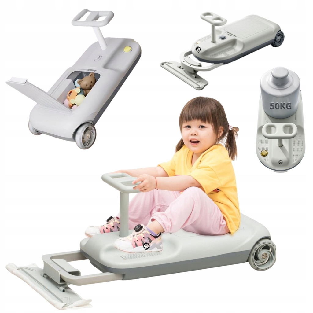 KIDS CLEAN CAR SAMOCHODZIK CZYSZCZĄCY GOKART FUNKCJA MYCIA PODŁOGI 2-8 LAT