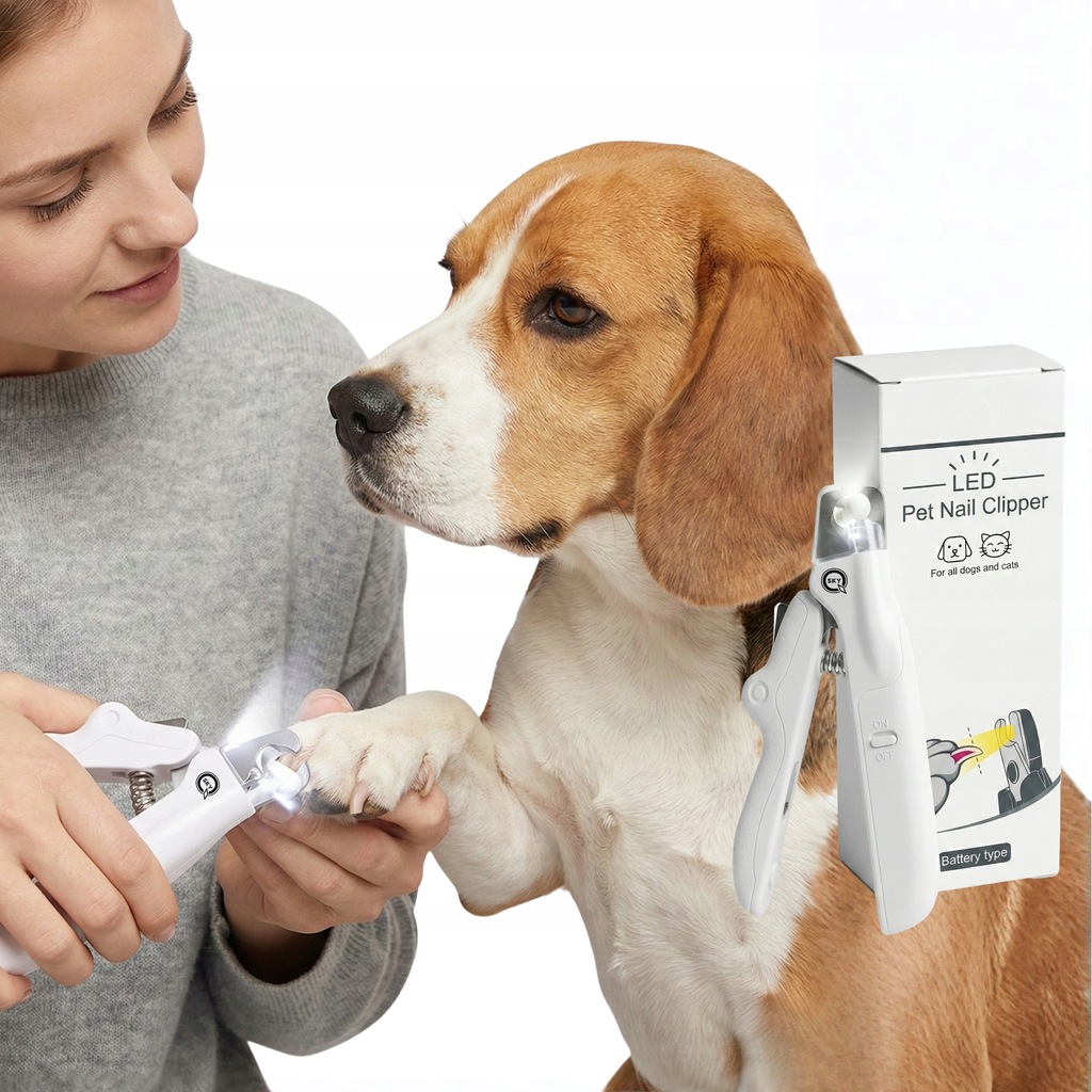 ELEKTRYCZNY OBCINACZ DO PAZURÓW DLA ZWIERZĄT Z OŚWIETLENIEM LED Z PILNIKIEM