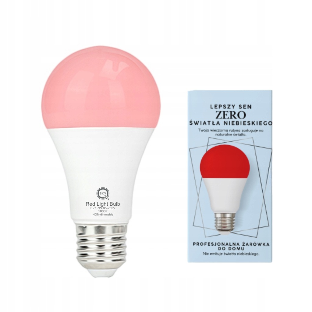 ZDROWA ŻARÓWKA LED E27 NA NOC 7W BEZ ŚWIATŁA NIEBIESKIEGO LEPSZY SEN 200LM