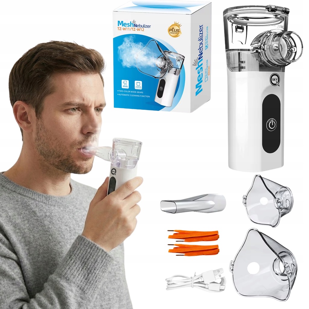INHALATOR NEBULIZATOR DLA DZIECI DOROSŁYCH PRZENOŚNY CICHY AKUMULATOR QSKY