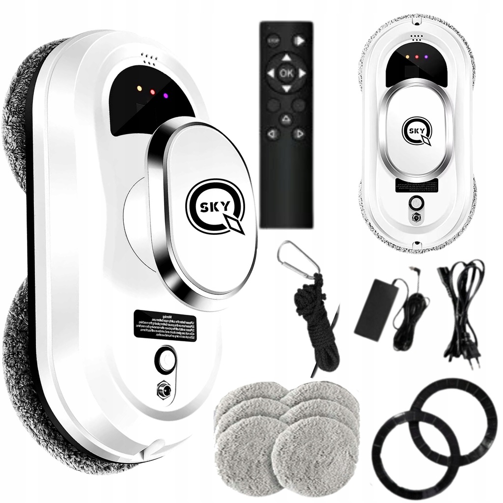 AUTOMATYCZNY INTELIGENTY ROBOT DO MYCIA OKIEN SZYB LUSTRA ZESTAW Z PILOTEM