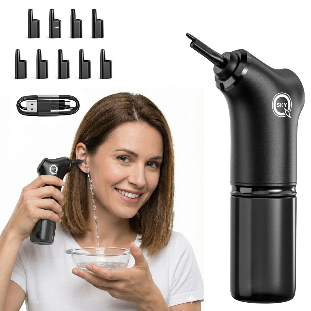 IRYGATOR BEZPRZEWODOWY DO CZYSZCZENIA USZU 4 TRYBY DO PŁUKANIA WOSKOWINY