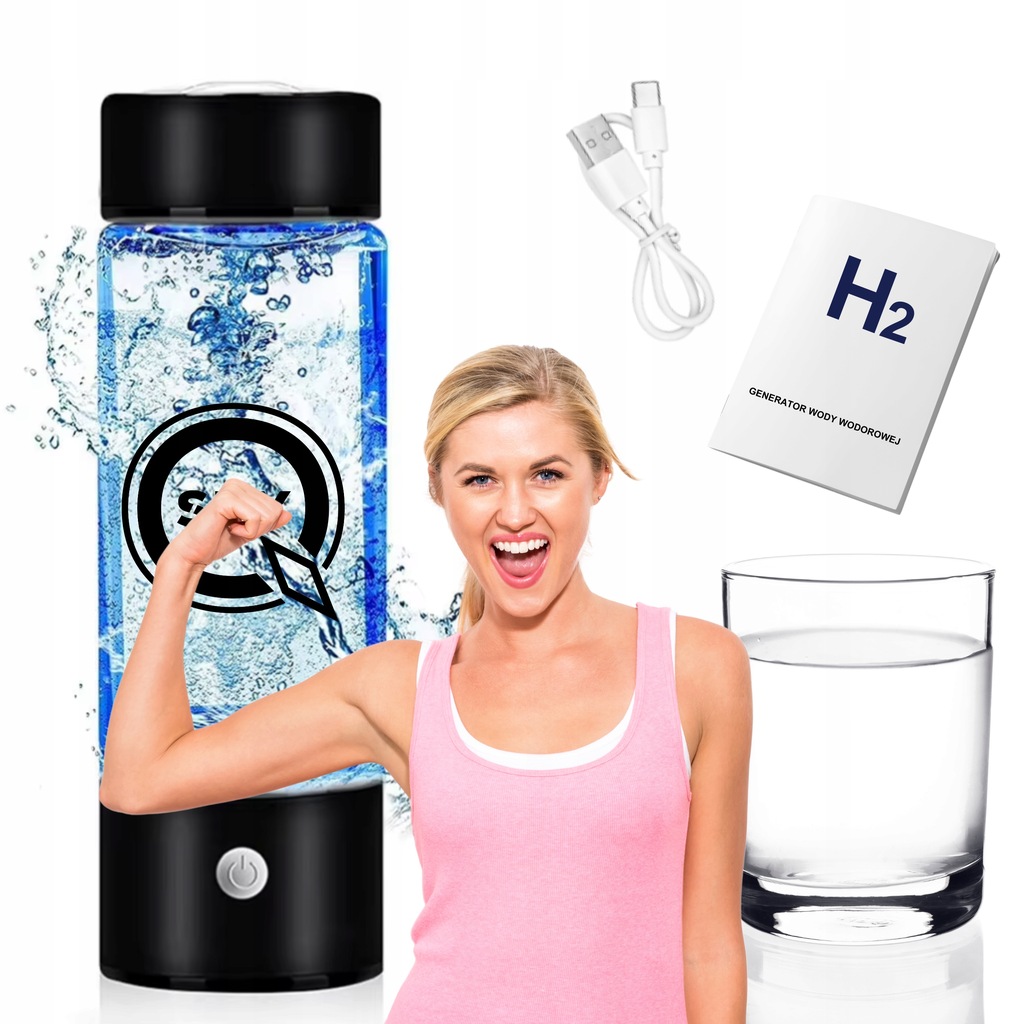 BUTELKA WODOROWA GENERATOR WODY WODOROWEJ AKTYWNY WODÓR PRZENOŚNY JONIZATOR