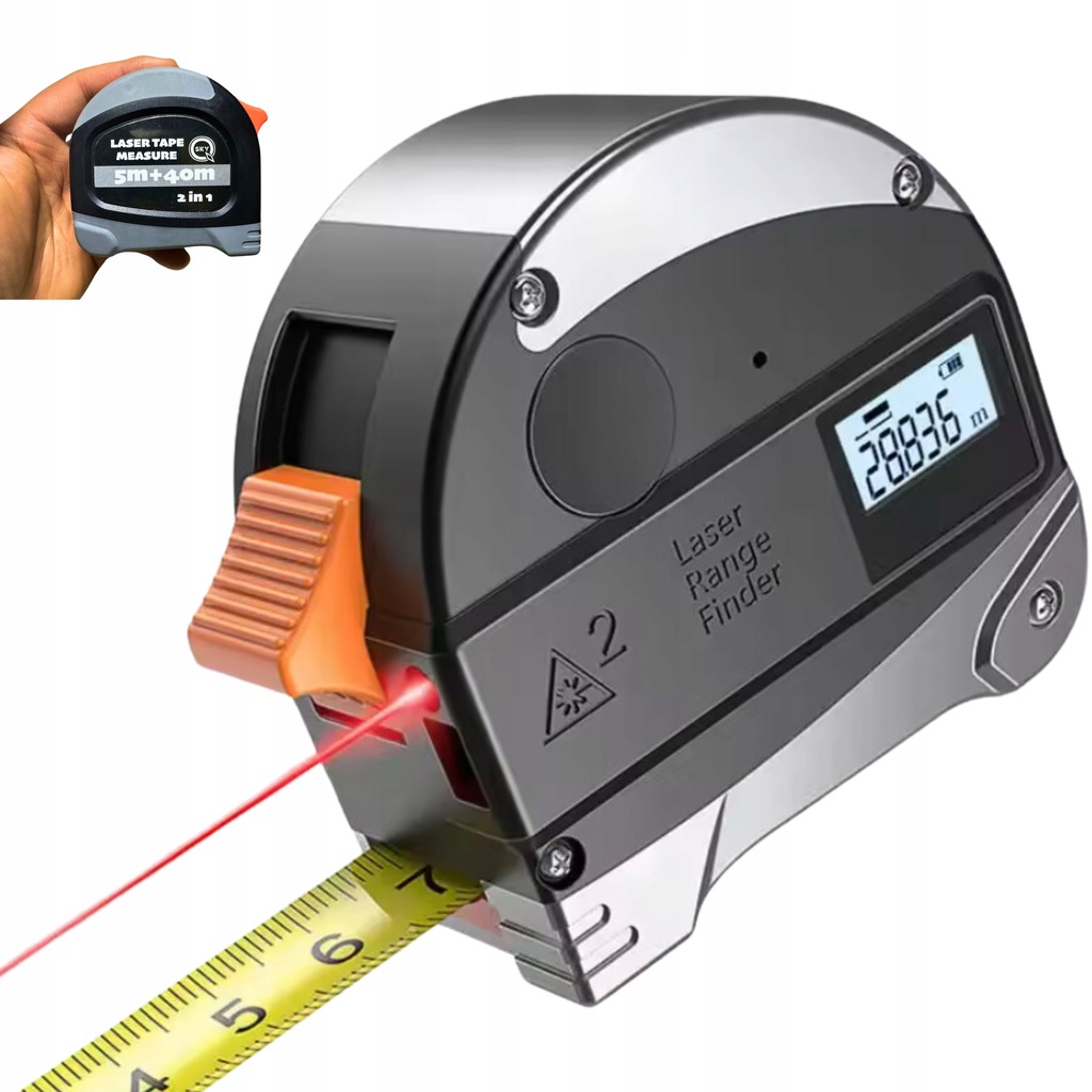 DALMIERZ LASEROWY 40 M Z MIARĄ ZWIJANĄ 5M I LASEREM MIERNIK
