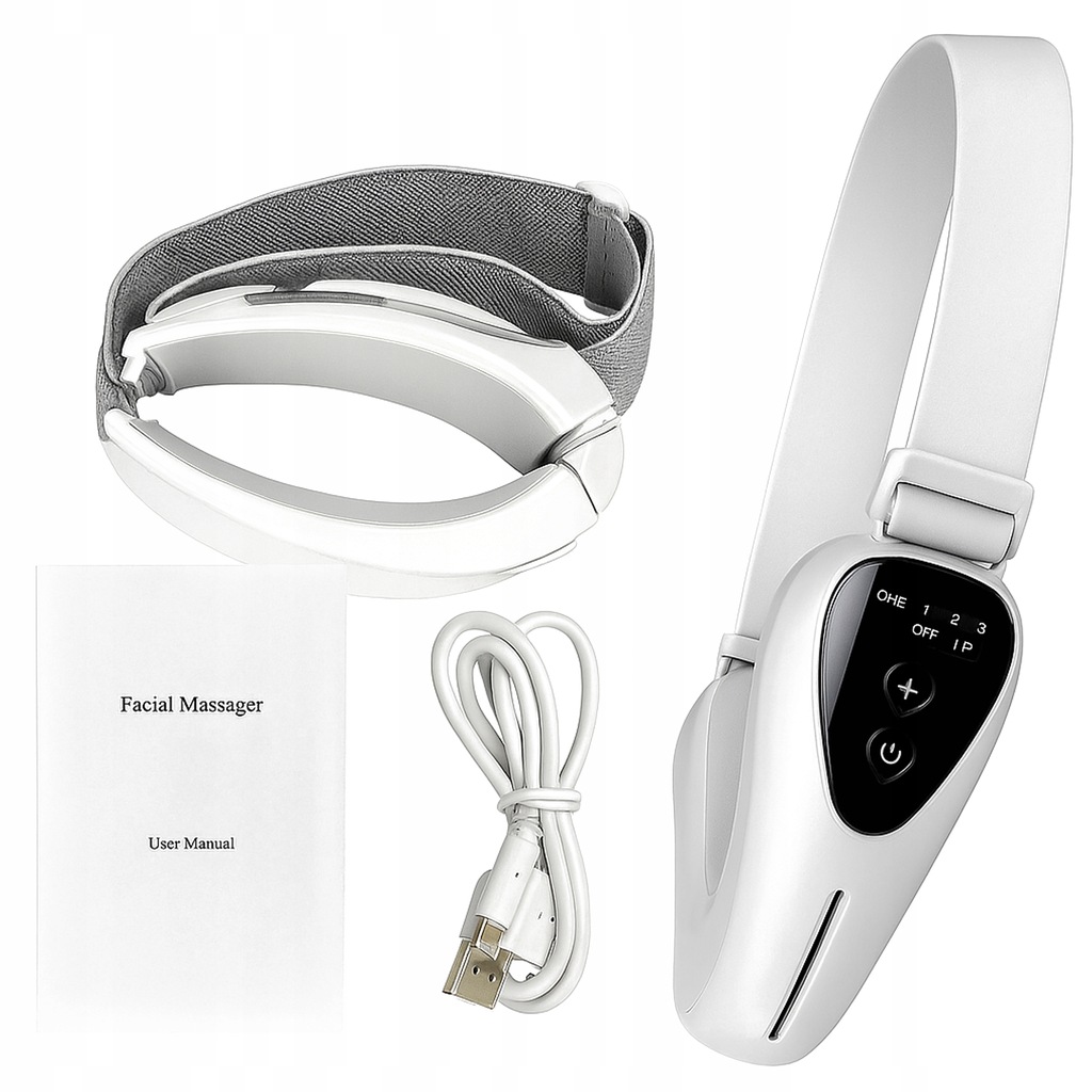 MODELUJĄCY MASAŻER TWARZY LIFTING EMS USB FOTOTERAPIA NA PODBRÓDEK 400MAH