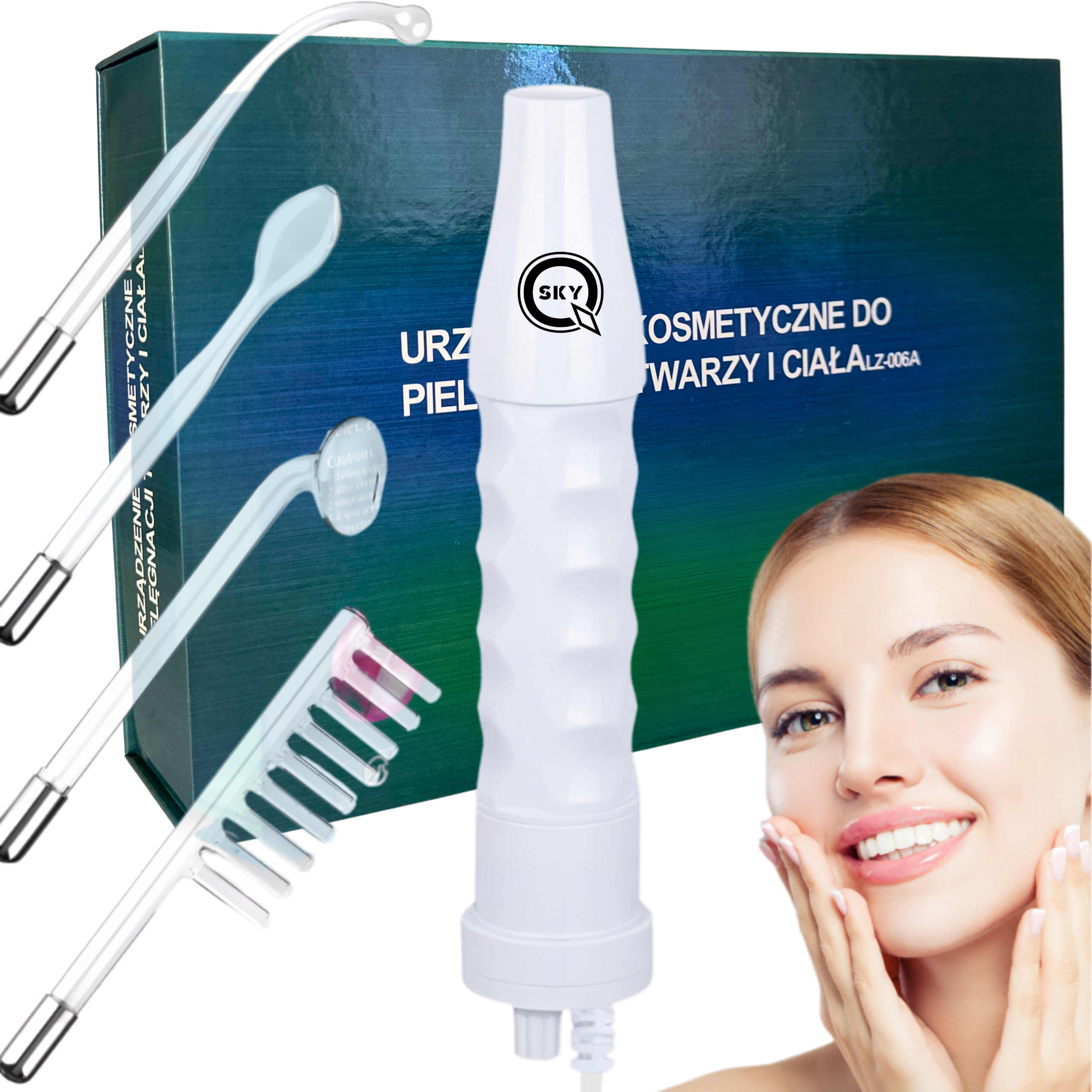 DARSONVAL QSKY DERMA WAND 4w1 PRO DO PIELĘGNACJI TWARZY ZMARSZCZEK I WŁOSÓW